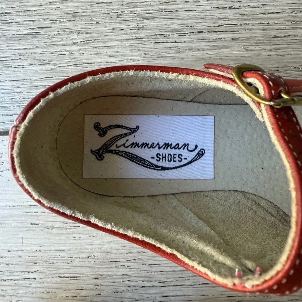 Zimmermann Scalloped Mary Jane Kids Shoes - Red